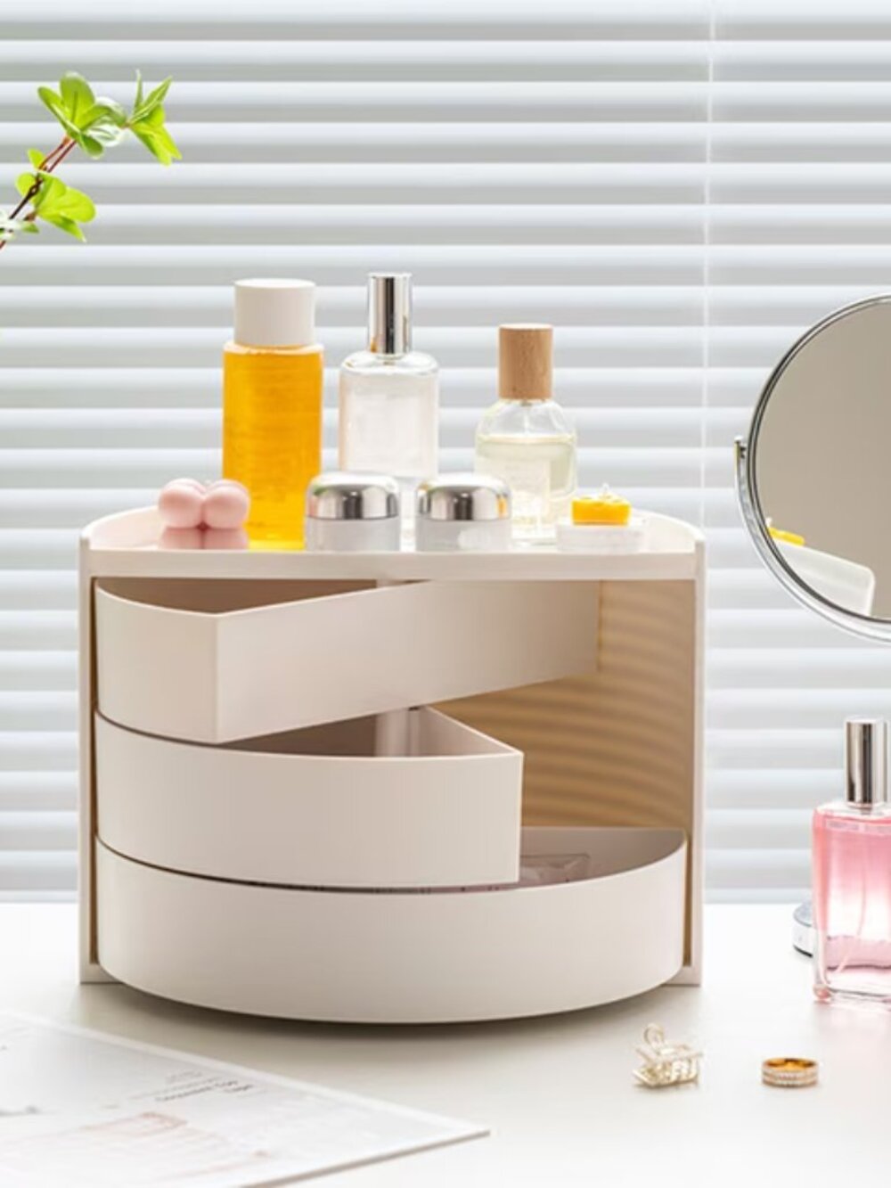 Half Moon Rotation Storage Organizer for Makeup or Jewelry